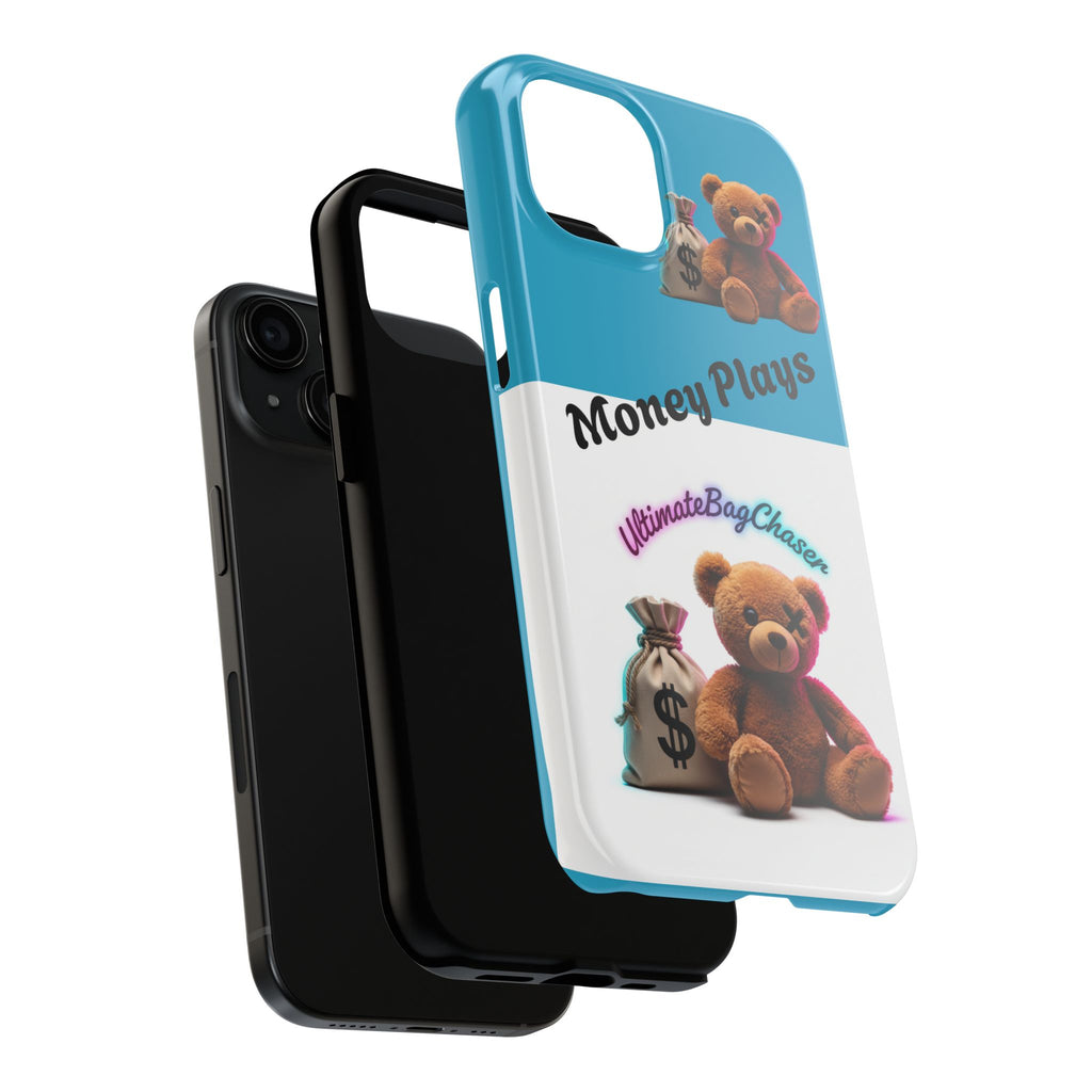 Tough Phone Case — "Money Plays" Teddy Bear with Cash Bag Protective Cover