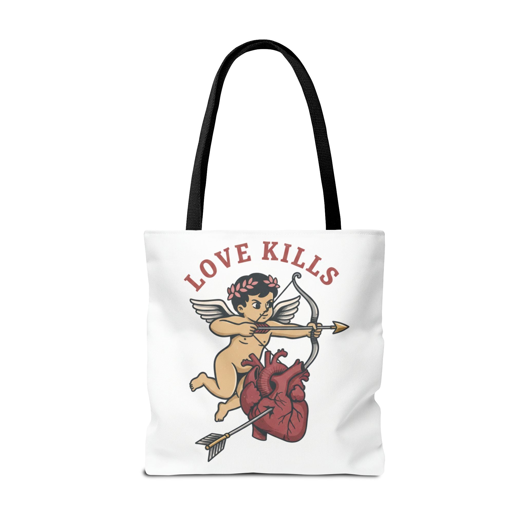 Tote Bag — 'Love Kills' Cupid & Heart Graphic Tote
