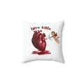 Love Kills Pillow — Anatomical Heart & Cupid Graphic Accent Pillow