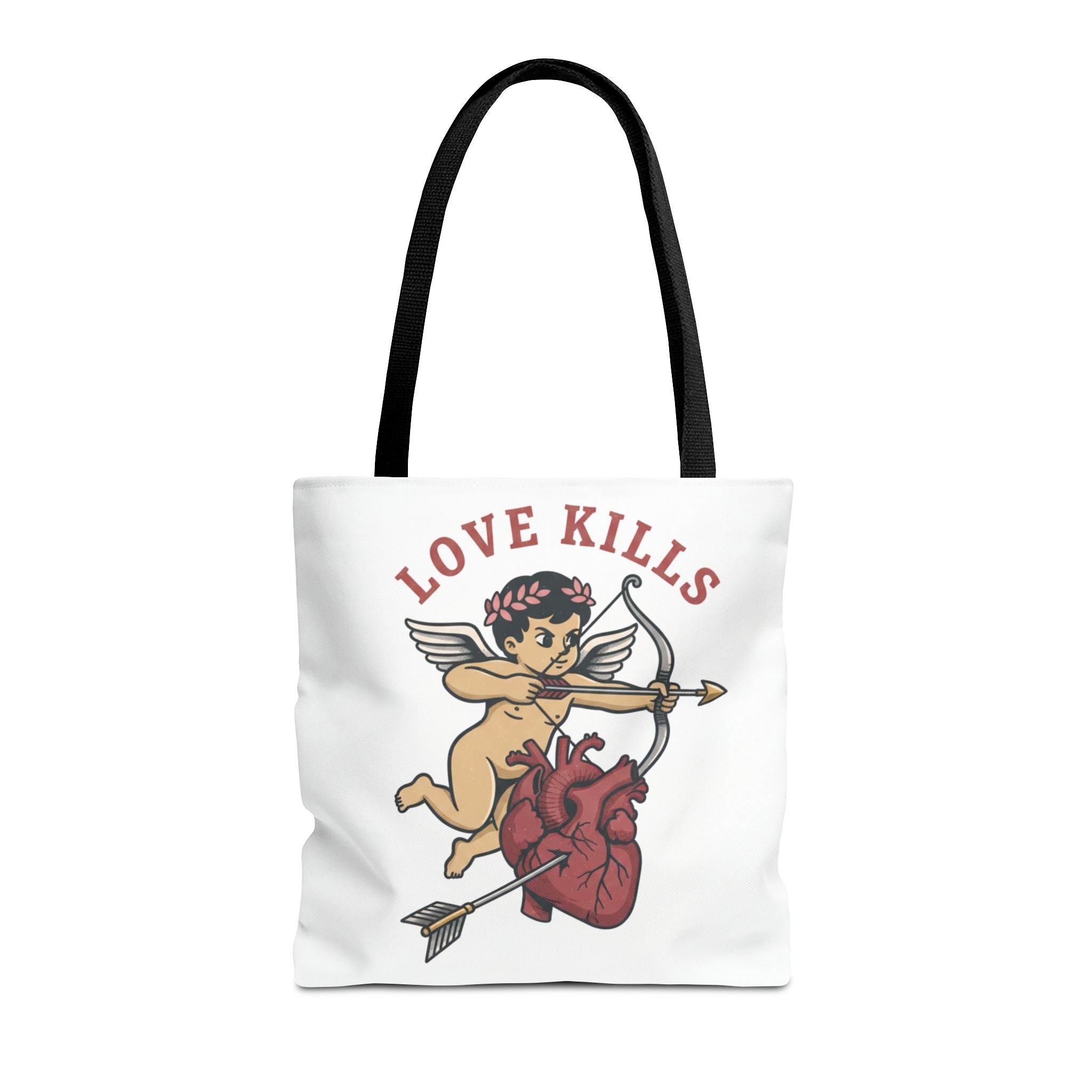 Tote Bag — 'Love Kills' Cupid & Heart Graphic Tote