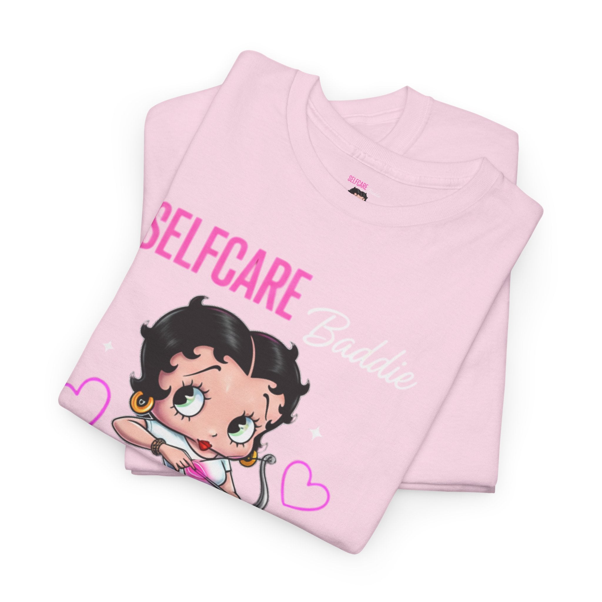 Betty Boop "Selfcare Babie" Pink Graphic Tee — Cute Retro Self-Care Shirt