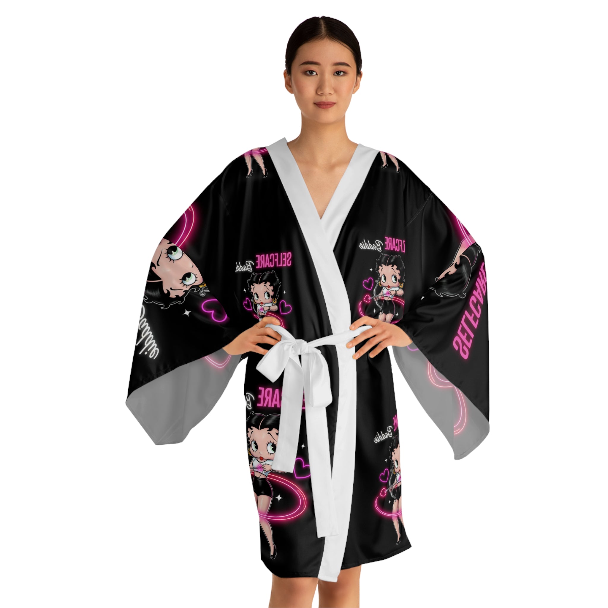 Betty Boop Self-Care Kimono Robe – Neon Hearts Lounge Wrap