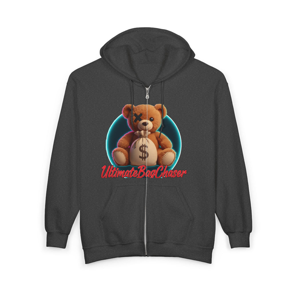 Bear Money Bag Zip Hoodie — "Ultimate Bag Chaser" Graphic Sweatshirt