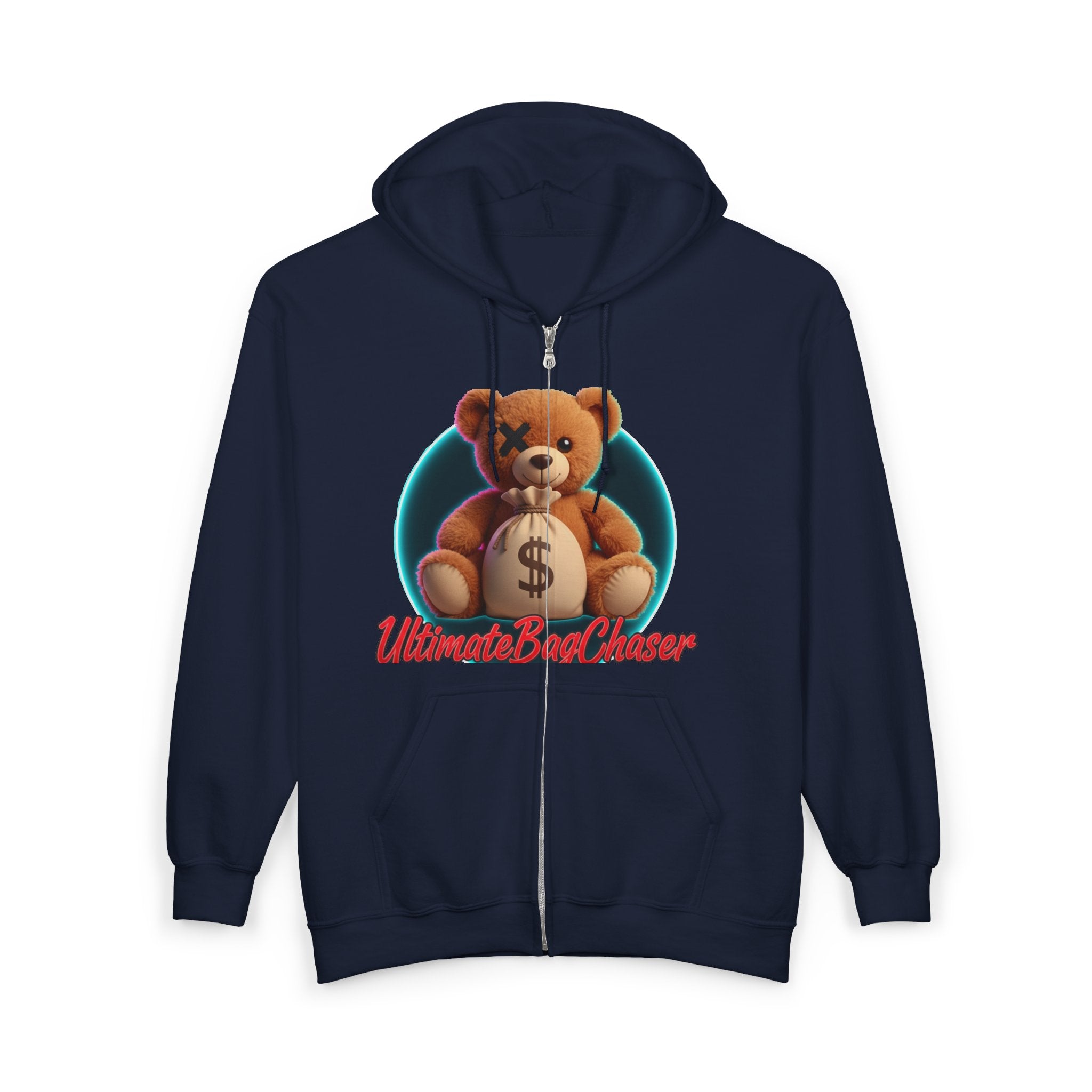 Bear Money Bag Zip Hoodie — "Ultimate Bag Chaser" Graphic Sweatshirt