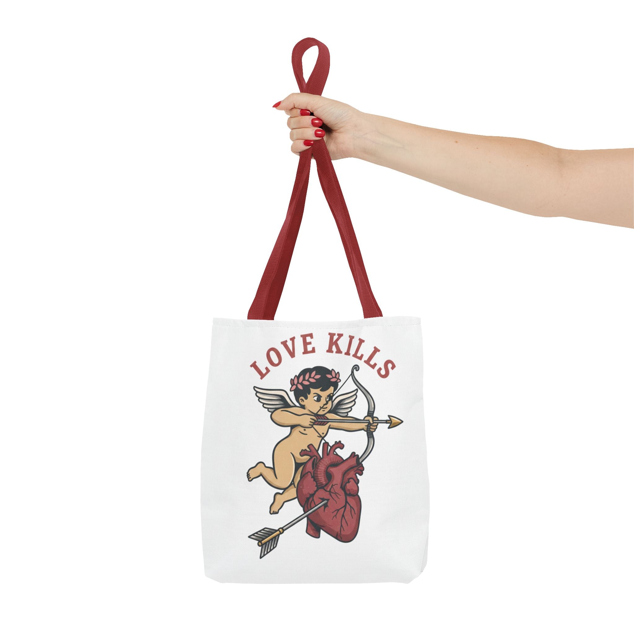 Tote Bag — 'Love Kills' Cupid & Heart Graphic Tote