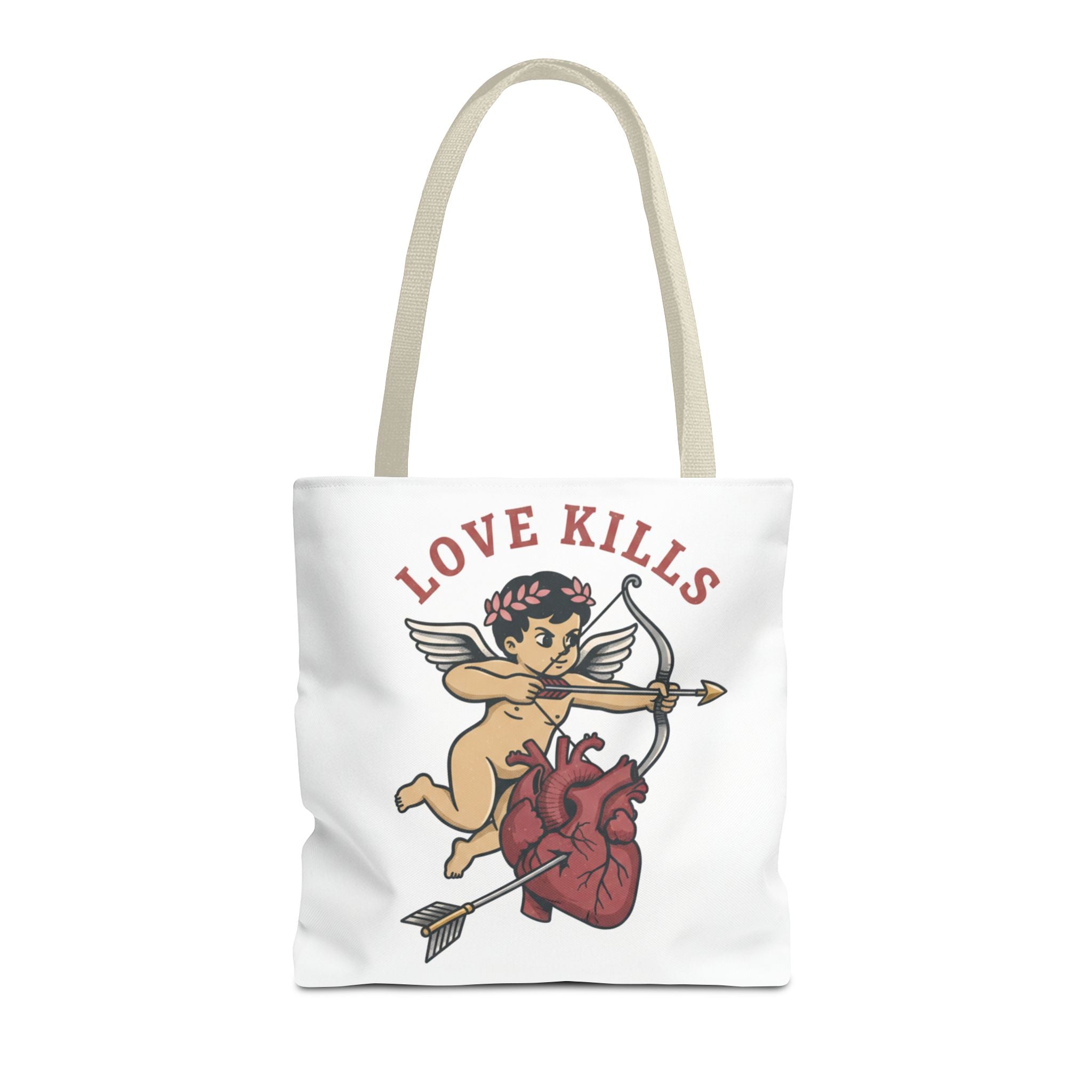 Tote Bag — 'Love Kills' Cupid & Heart Graphic Tote