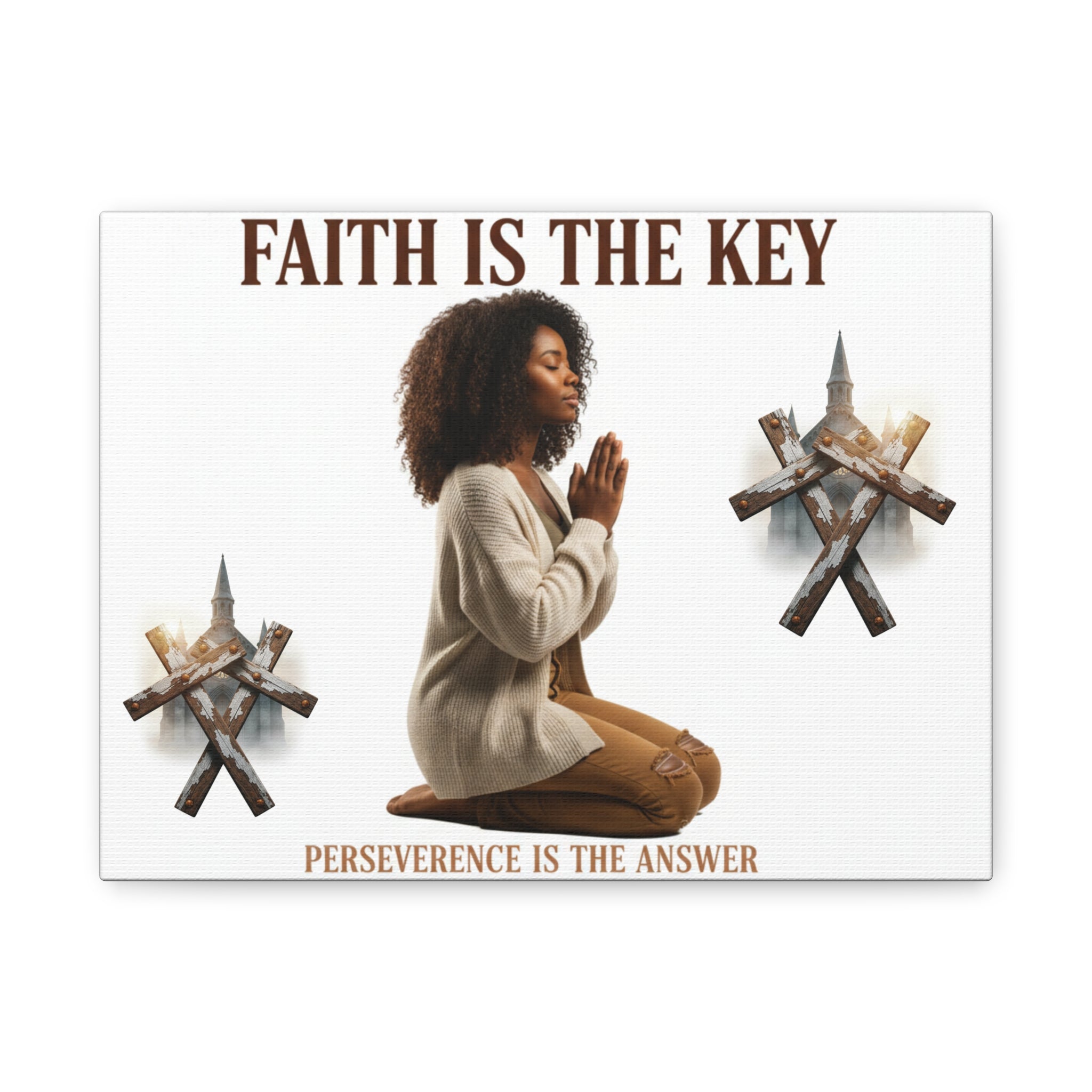 Faith Is the Key Canvas — Inspirational Prayer Wall Art ("Perseverence Is the Answer")