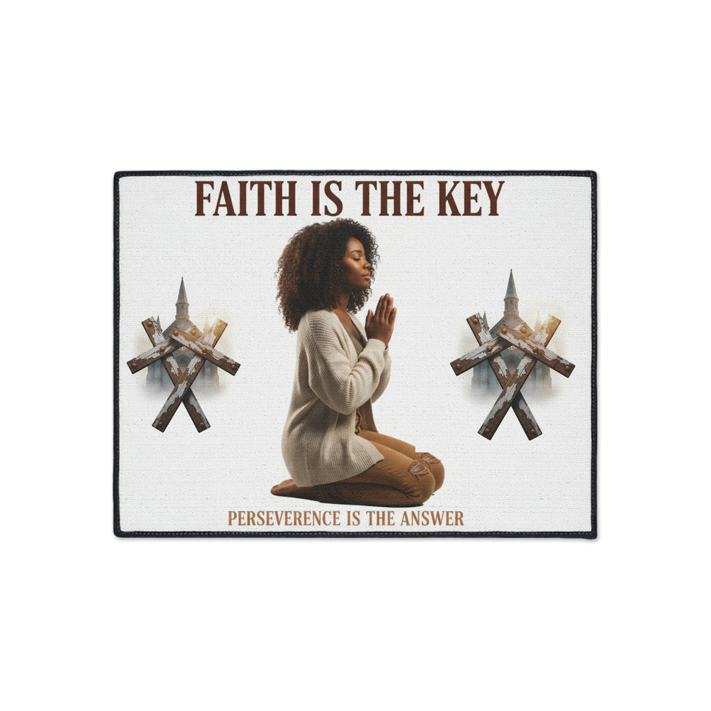 Faith Is The Key Prayer Floor Mat – Inspirational Christian Entry Rug