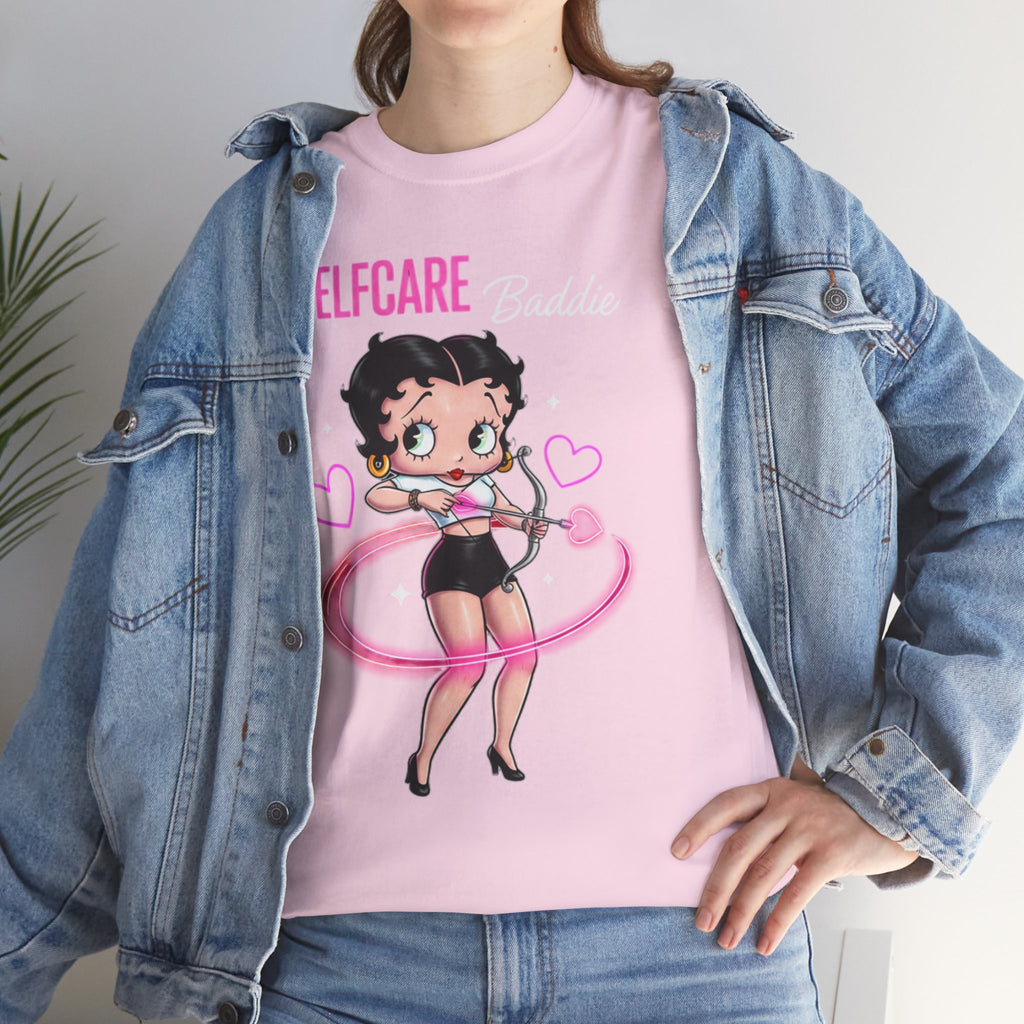 Betty Boop "Selfcare Babie" Pink Graphic Tee — Cute Retro Self-Care Shirt
