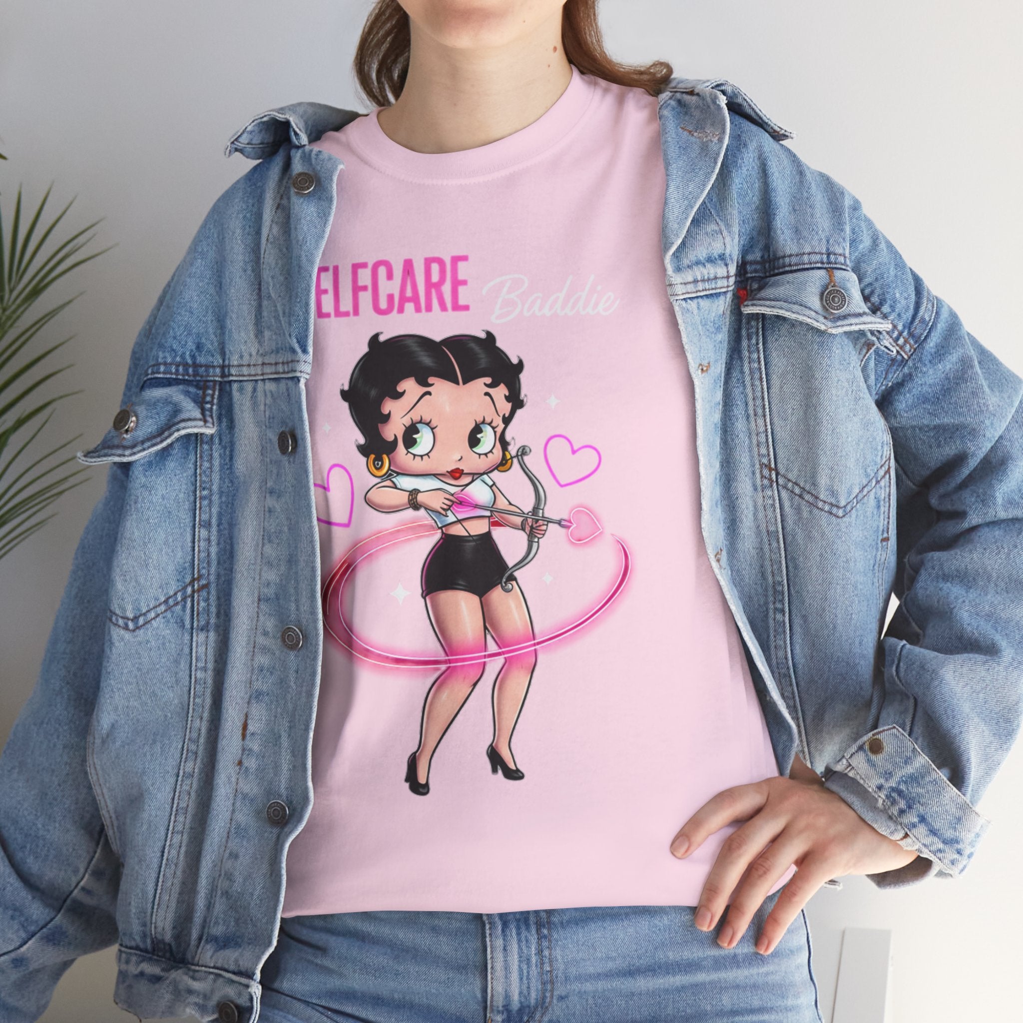 Betty Boop "Selfcare Babie" Pink Graphic Tee — Cute Retro Self-Care Shirt
