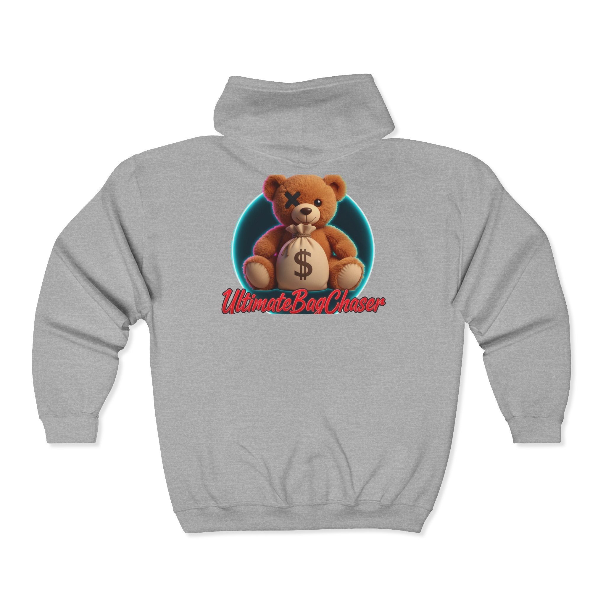 Bear Money Bag Zip Hoodie — "Ultimate Bag Chaser" Graphic Sweatshirt