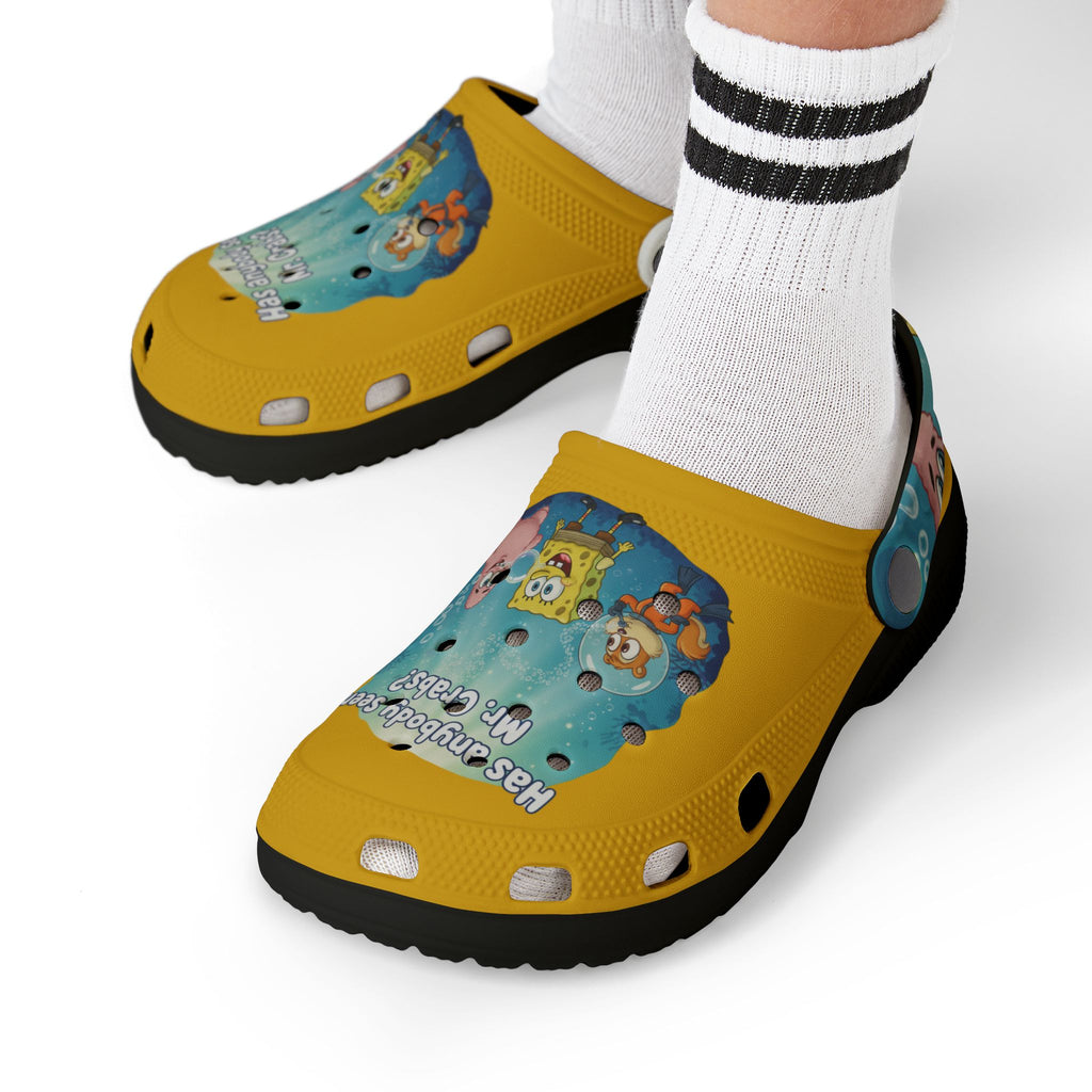 SpongeBob Kids EVA Foam Clogs — "Has Anybody Seen Mr. Crabs" Cartoon Pool & Beach Shoes