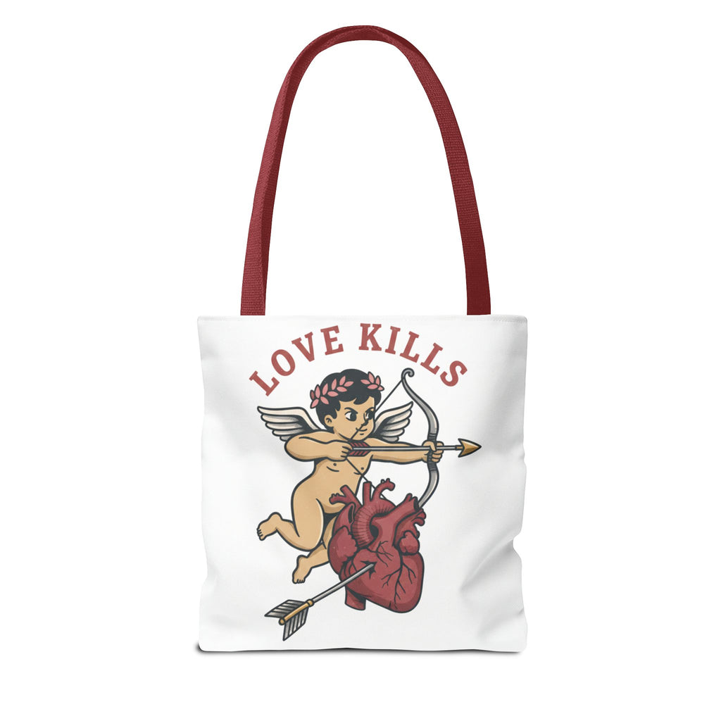 Tote Bag — 'Love Kills' Cupid & Heart Graphic Tote