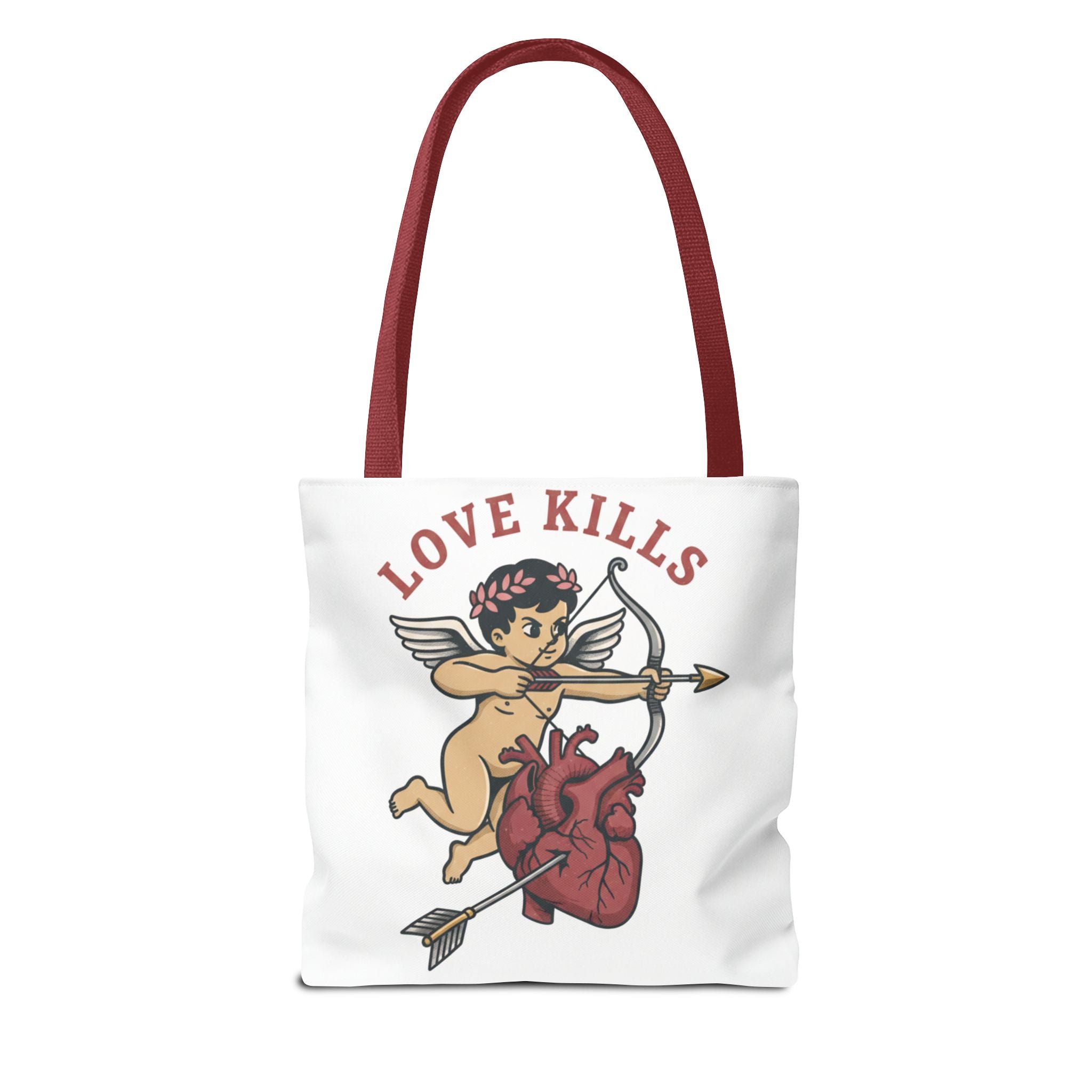 Tote Bag — 'Love Kills' Cupid & Heart Graphic Tote