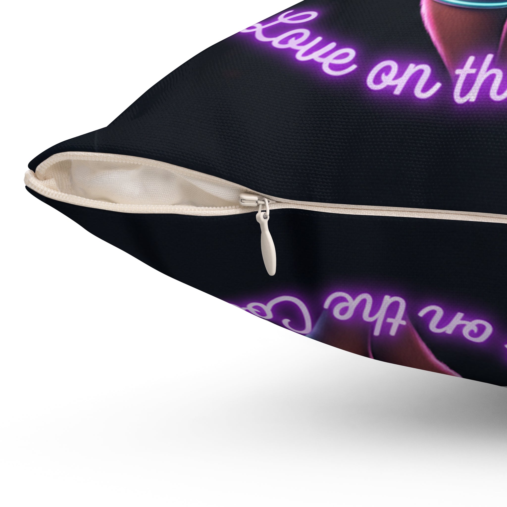 Neon Bunny Basketball Pillow — "Love on the Court" Spun Polyester Throw Pillow